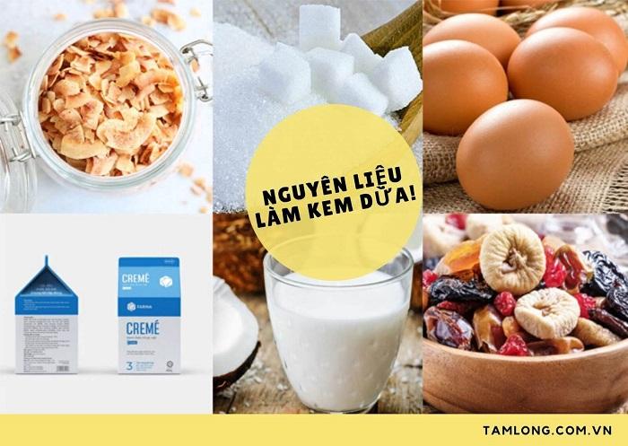 nguyên liệu để làm kem dừa tại nhà